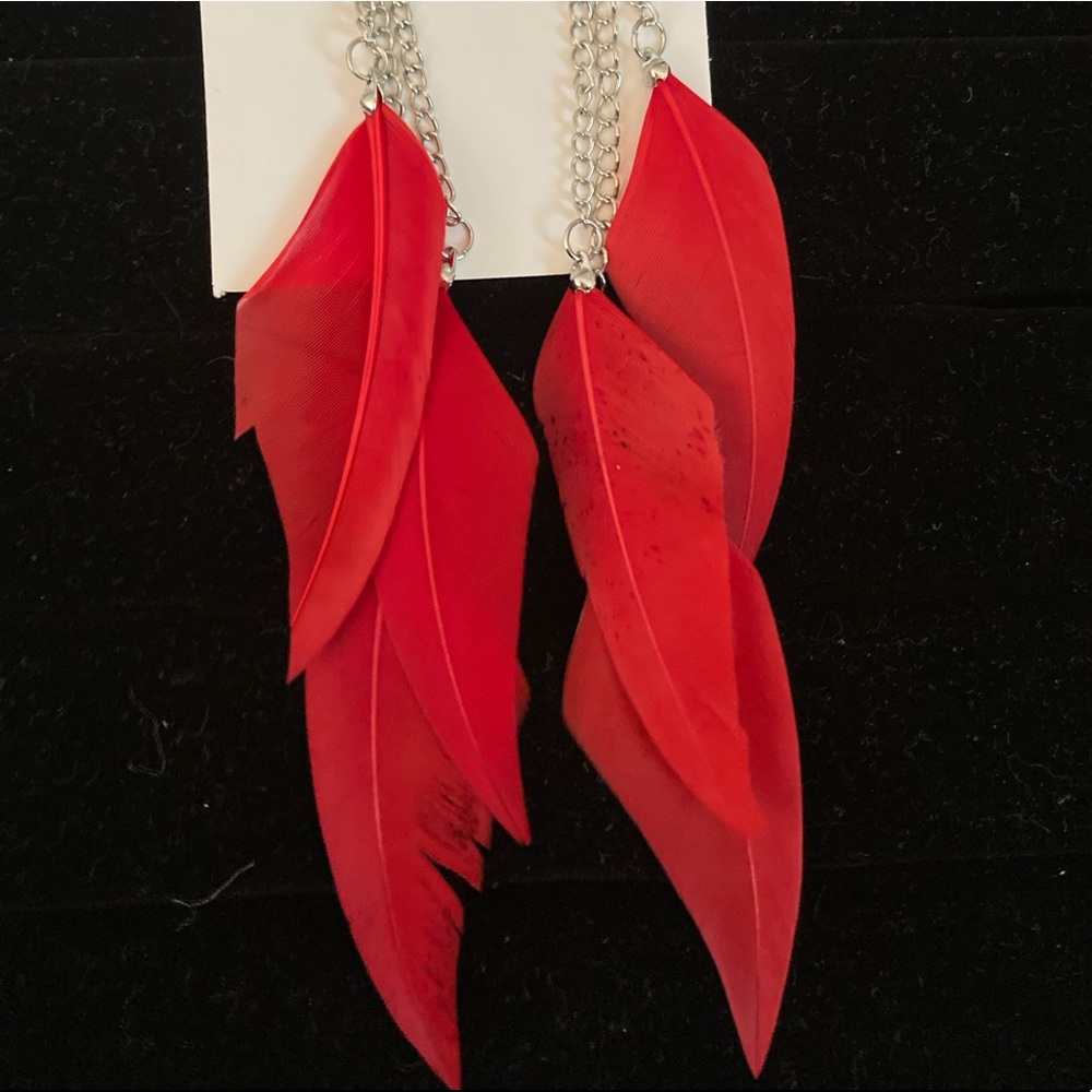 Boho Dangle Earrings Colorful Long Feather